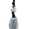 Collier Agate Rubanée Perle métallique Cordon noir