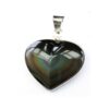 Pendentif coeur Obsidienne Oeil Céleste AAA - Monture torsadée