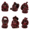Lot de 6 BOUDDHAS résine rouge - 5 cm