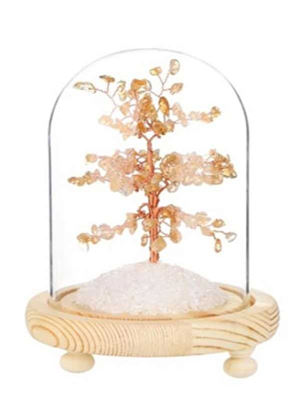 Arbre du Bonheur sous cloche Citrine