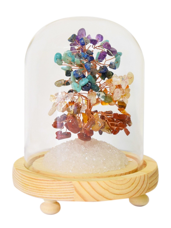 Arbre du bonheur sous cloche 7 Chakras Omsaé