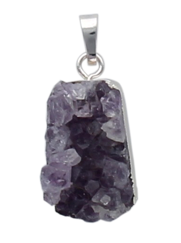 Pendentif en druse d'Améthyste et finition argentée