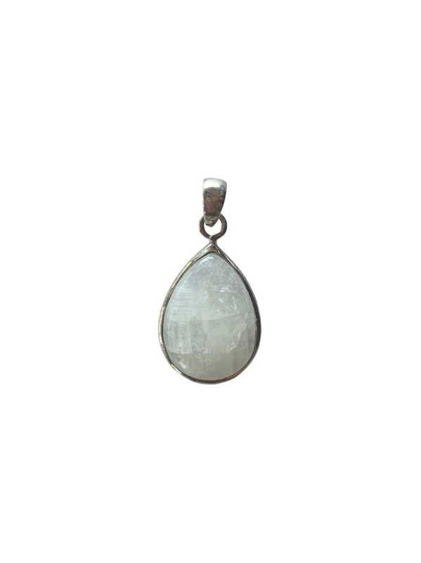 Pendentif en pierre de lune et argent à la forme de goutte petit modèle Omsaé