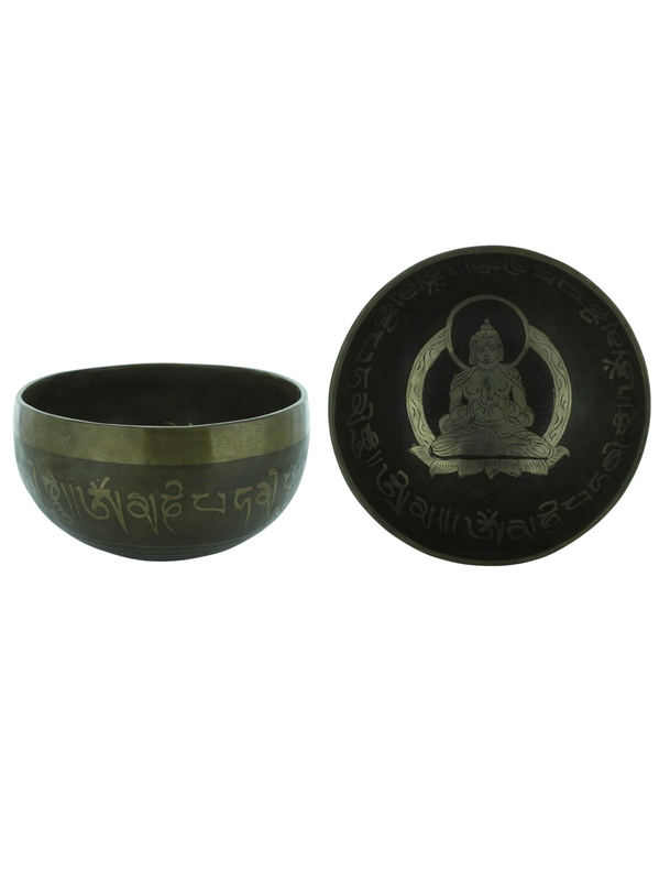 Coffret bol chantant traditionnel Bouddha env. 14 cm Omsaé