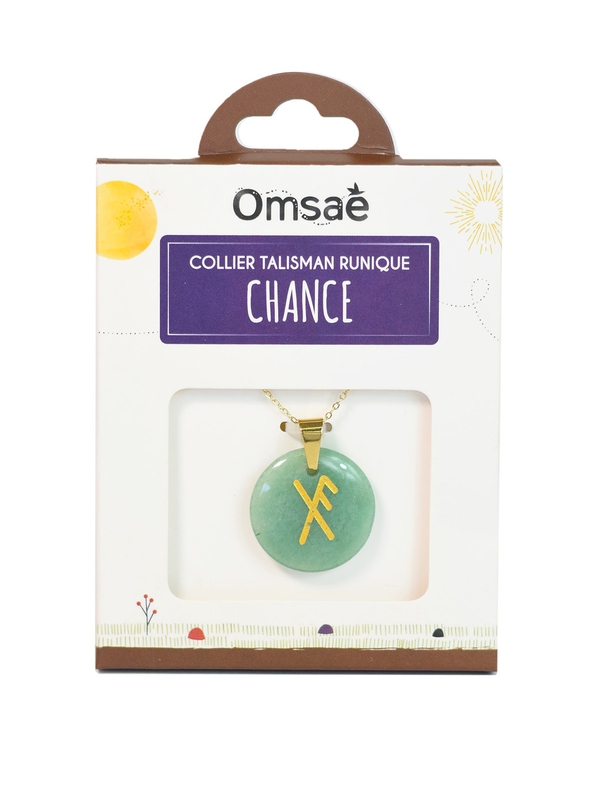 Collier Talisman runique avec la rune liée Chance Omsaé