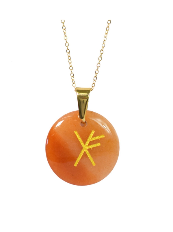 Collier Talisman runique avec la rune liée Abondance Omsaé