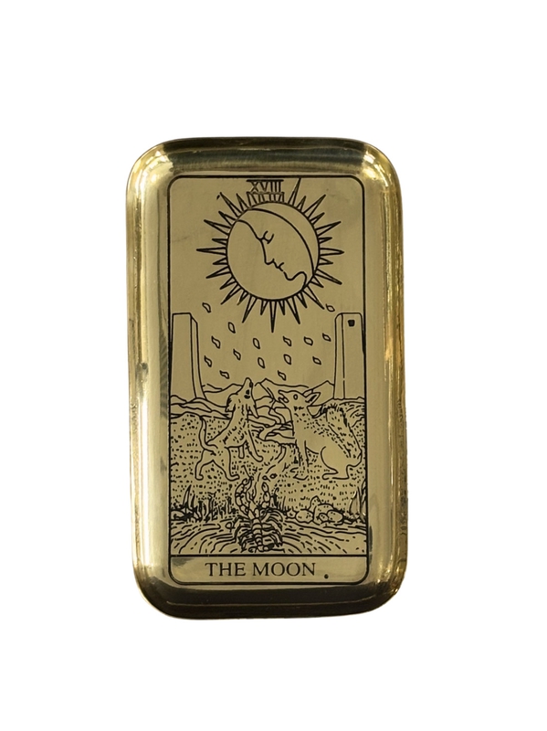 Plateau en laiton Arcane du Tarot - La Lune