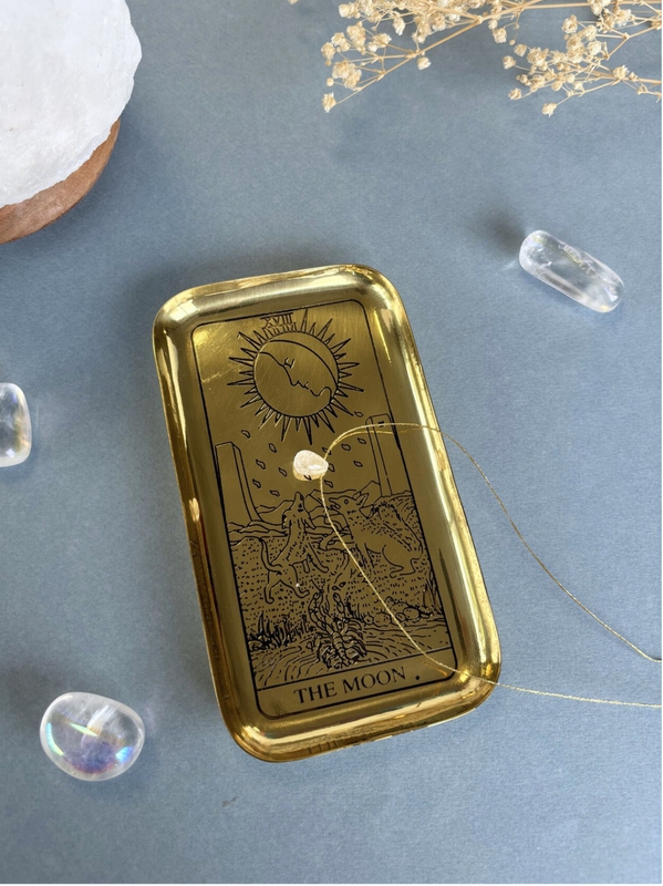 Plateau en laiton Arcane du Tarot - La Lune