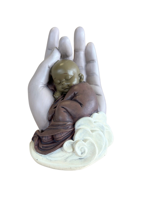 Statuette Moine Shuni Mudra 16,5 cm - Résine - Rouge